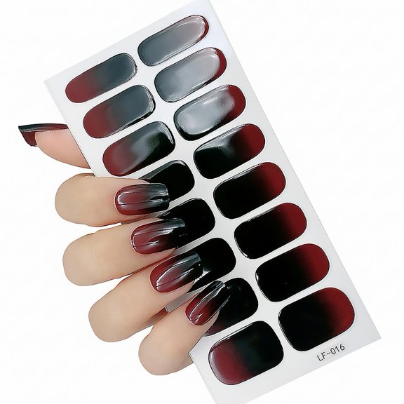 Glitter Gradient Gel Nail Strips, Self-Adhesive Gel Nail Stickers for Women - Full Coverage
