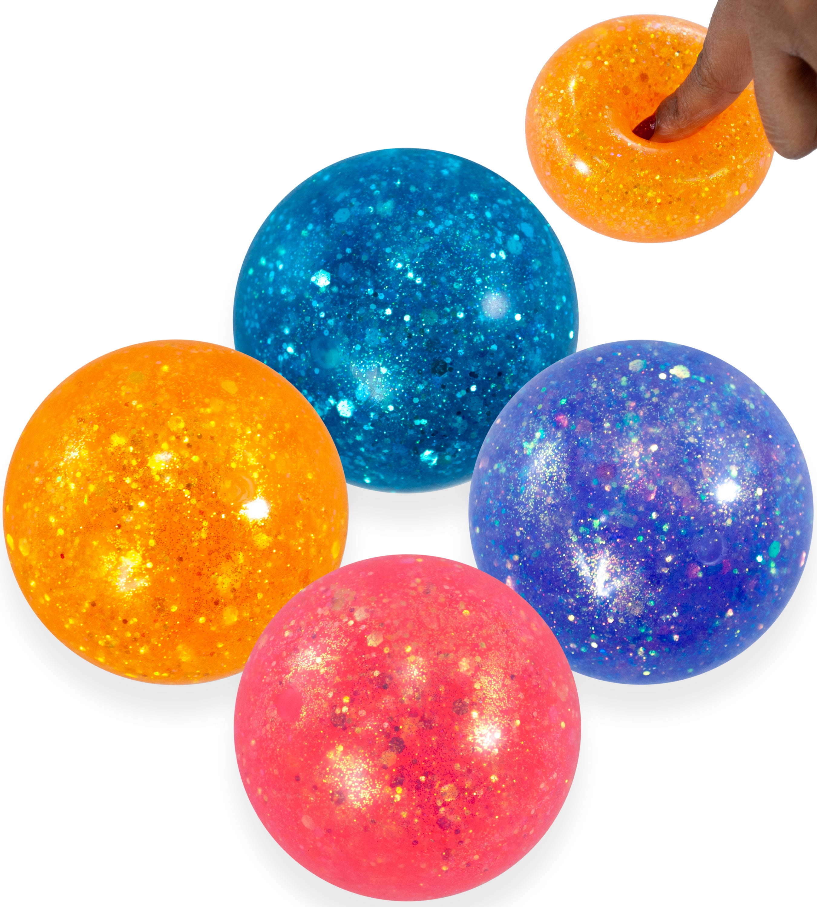 Glitter Gumball Squish Ball for Stress by Playmaker - Relieve Anxiety ...