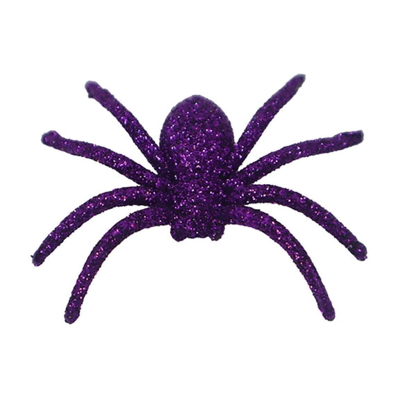 Glitter Halloween Plastic Spider – Sparkly Prank Toy Decor for Parties, Haunted Houses, and Themed Events (Purple)