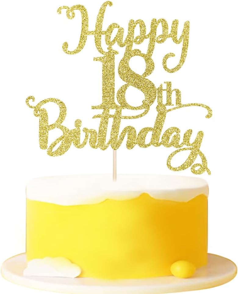 Glitter Happy 18th Birthday Cake Topper - Hello 18/Cheers to 18/18 ...