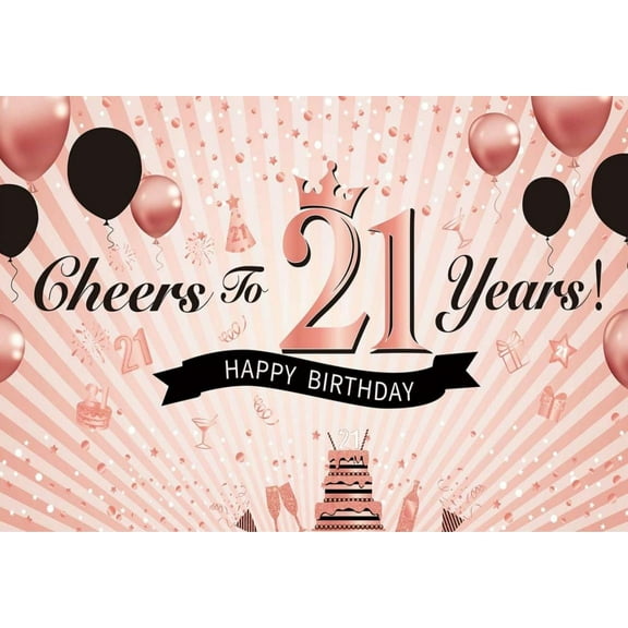 Glitter Happy 21st Birthday Banner rations for Him Happy 21st Birthday Backdrop Black Birthday Party rations for Her
