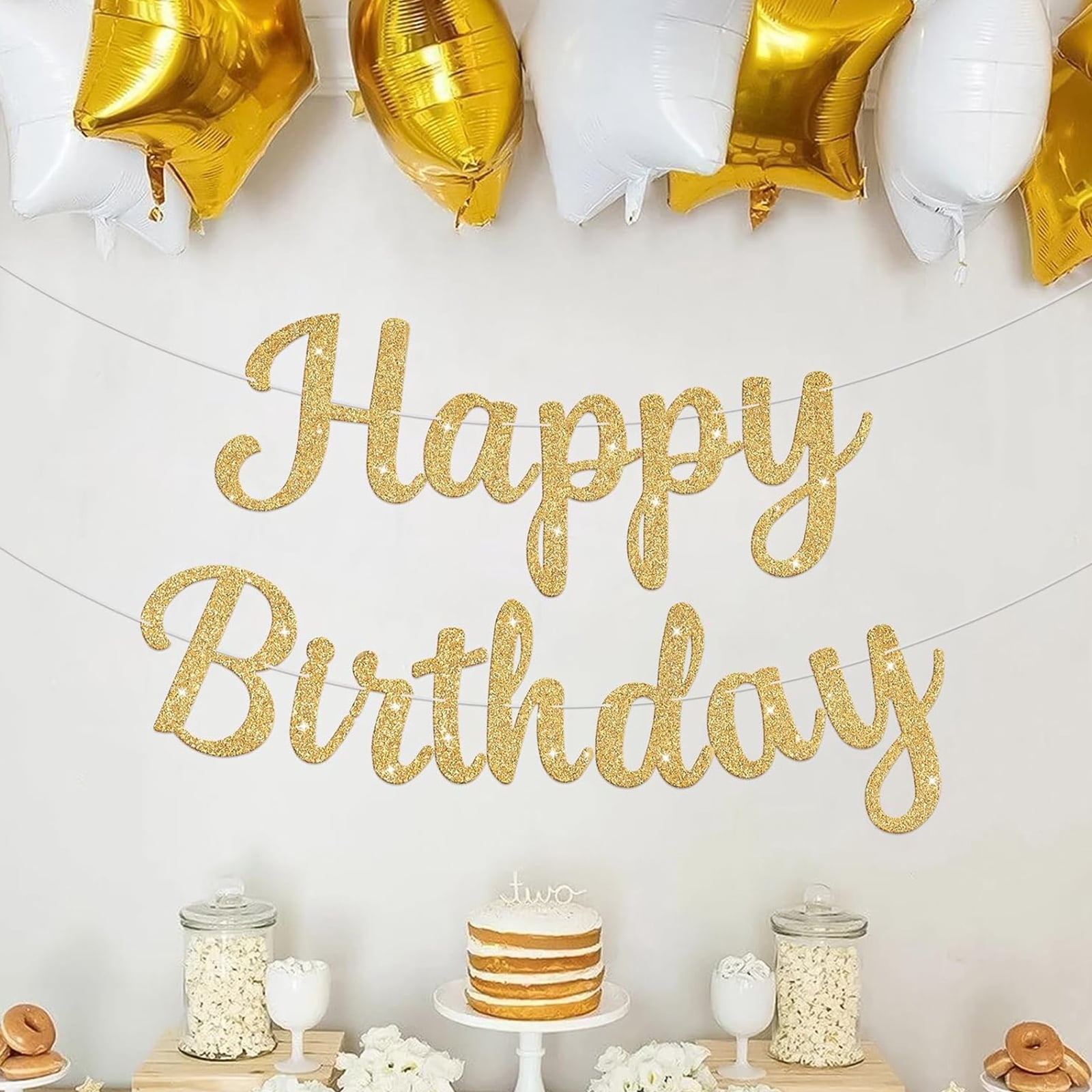 Wlmart Signs Glitter Happy Birthday Banner Sign Birthday Garland Wall Door Banners ...