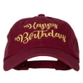 thumbnail image 1 of Glitter Happy Birthday Embroidered Unstructured Washed Cap - Wine OSFM, 1 of 5