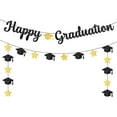 thumbnail image 1 of Glitter Happy Graduation Banner - No DIY, Happy Graduation Sign For Graduation Party Decorations 2024 | Gold and Black Graduate Banner, Graduation Decorations Class Of 2024, 1 of 8