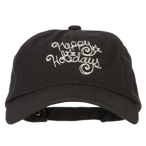 Glitter Happy Holiday Embroidered Unstructured Washed Cap - Black OSFM