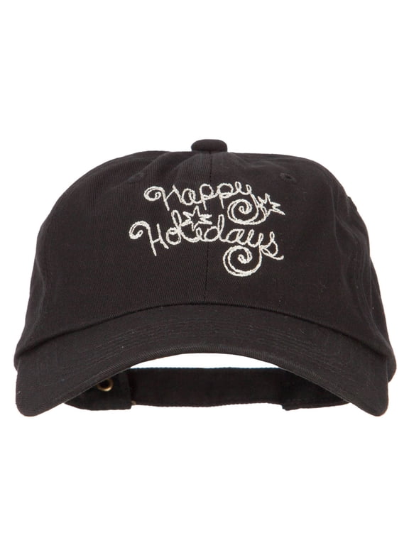 Glitter Happy Holiday Embroidered Unstructured Washed Cap - Black OSFM