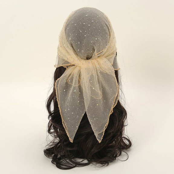 Glitter Head Scarf for Women - Fashionable Rhinestone Deco Hair Band 315 Inch Versatile Accessory for Home and Casual, Beige