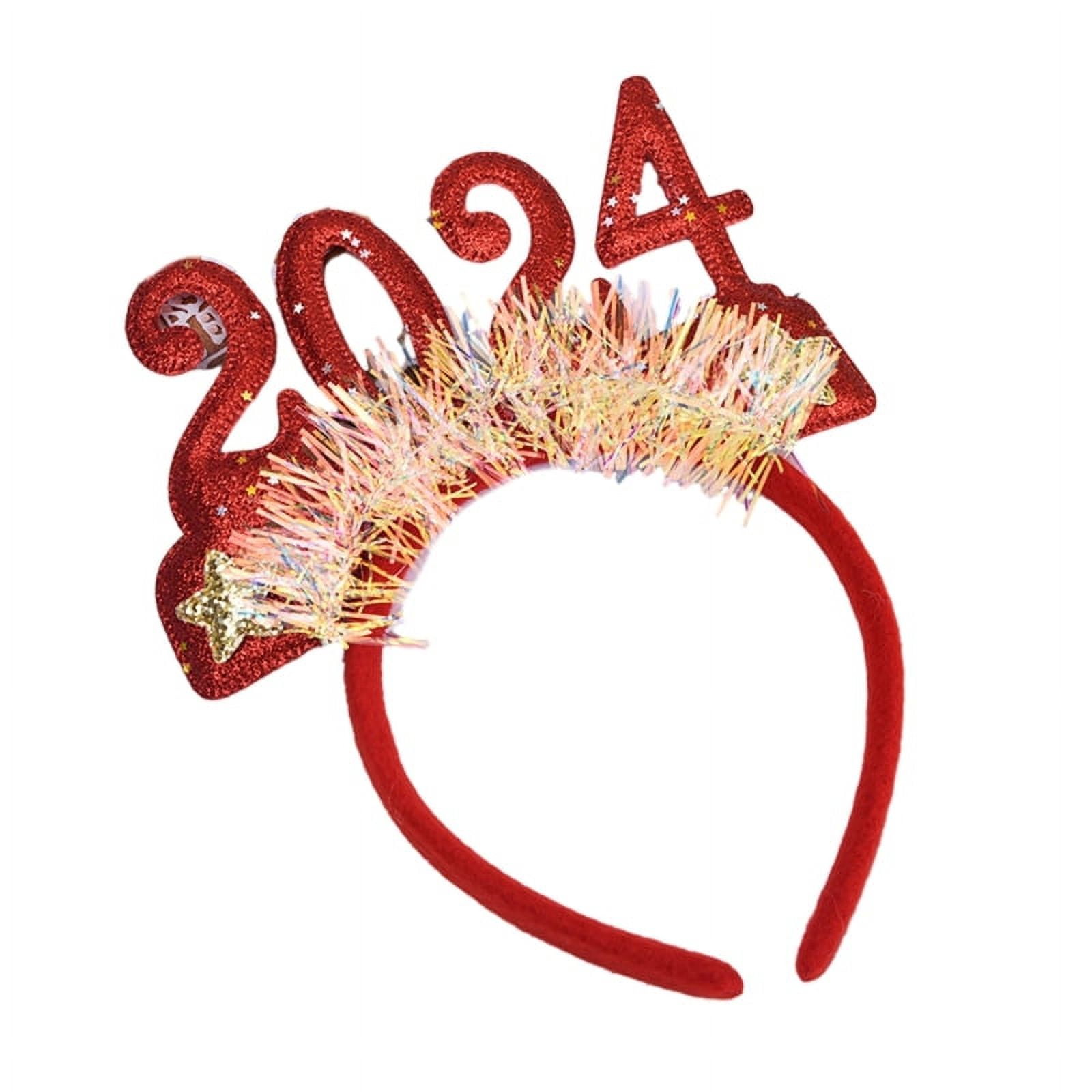 Glitter Headband New Year Tinsel Letter Hair Hoop Woman Christmas