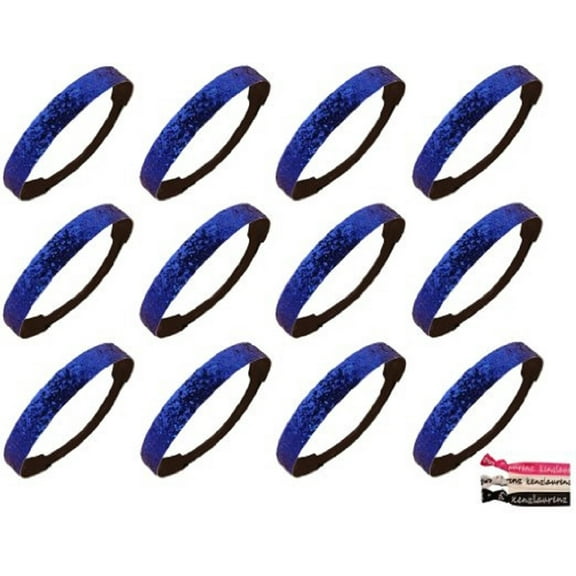 Glitter Headbands 12 Girls Headband Sparkly Hair Head Bands Blue