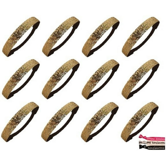 Glitter Headbands 12 Girls Headband Sparkly Hair Head Bands Gold