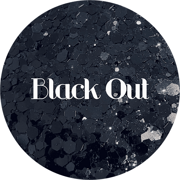 Glitter Heart Co. Glitter - High Quality Polyester Glitter - 2oz Bag - Black Out - Metallic Black Chunky Mix