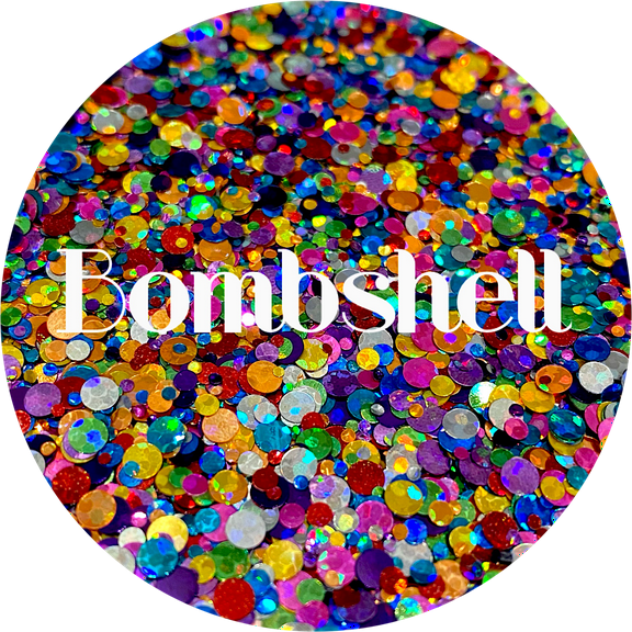 Glitter Heart Co. Glitter - High Quality Polyester Glitter - 2oz -Bombshell - Holographic Rainbow Glitter Dot Mix