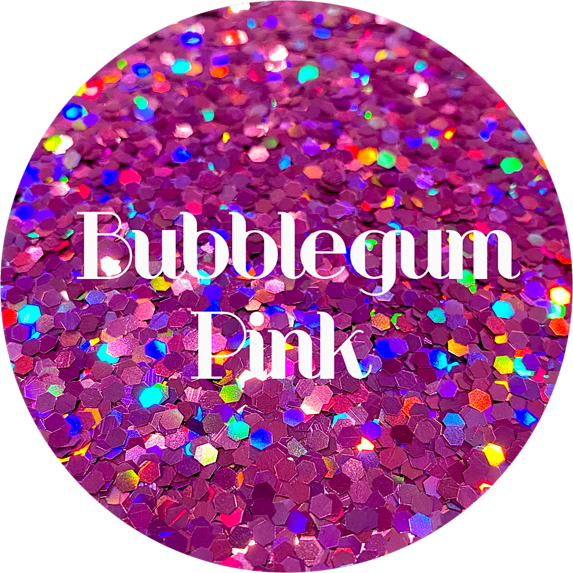 Glitter Heart Co. Glitter - High Quality Polyester Glitter -Bubblegum Pink - Holographic Pink Chunky – 2 oz Bottle