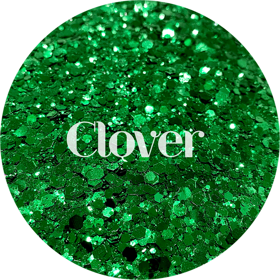 Glitter Heart Co. Glitter - High Quality Polyester Glitter - Clover - Metallic Green Chunky Mix - 1 oz Bag