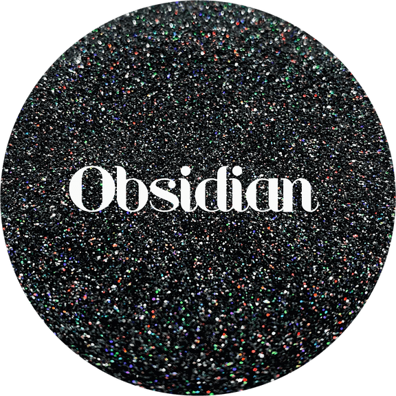 Glitter Heart Co. Glitter - High Quality Polyester Glitter - Holographic Black Fine - Obsidian - 2 oz Bottle