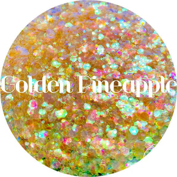 Glitter Heart Co. Glitter - High Quality Polyester Glitter - Iridescent Yellow Mix - Golden Pineapple - 2 oz Bottle