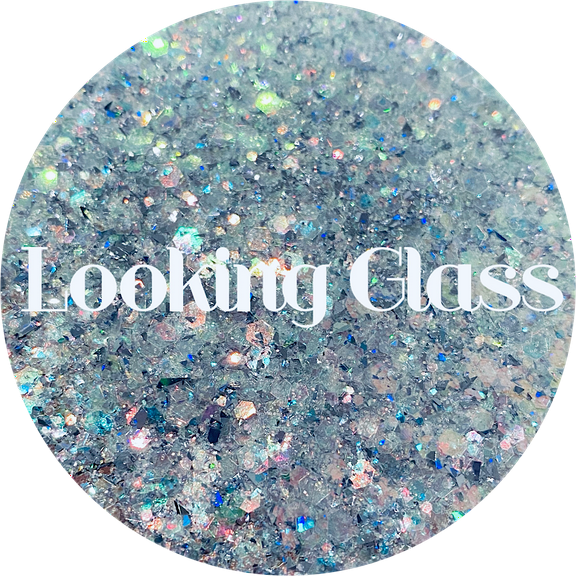 Glitter Heart Co. Glitter - High Quality Polyester Glitter - Looking Glass- Iridescent Blue Chunky Mix 1 oz Bag