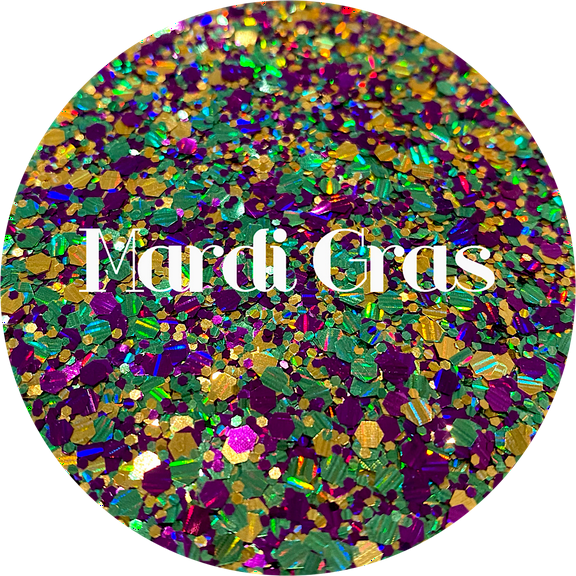 Glitter Heart Co. Glitter - High Quality Polyester Glitter - Purple, Green and Gold Mix - Mardi Gras - 1 oz Bag