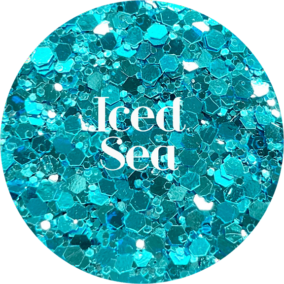 Glitter Heart Co. - High Quality Polyester Glitter - 1 oz Bag - Iced Sea - Metallic Blue Chunky Mix