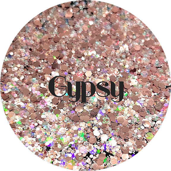 Glitter Heart Co. - High Quality Polyester Glitter - 2 oz Bag - Gypsy - Rose Gold and Opal Chunky Mix