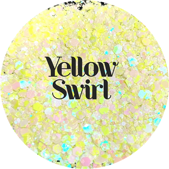 Glitter Heart Co. - High Quality Polyester Glitter - 2 oz Bag- Yellow Swirl - Tie Die Yellow Chunky Mix