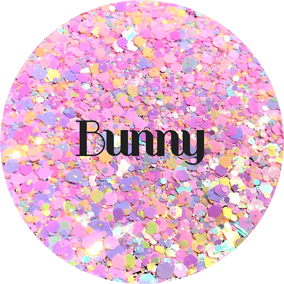 Glitter Heart Co. - High Quality Polyester Glitter - 2 oz  Bottle- Bunny - Bunny - Easter Glitter Mix - Pastel