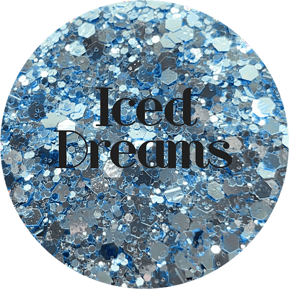 Glitter Heart Co. - High Quality Polyester Glitter - 2 oz  Bottle - Iced Dreams - Metallic Blue Chunky Mix