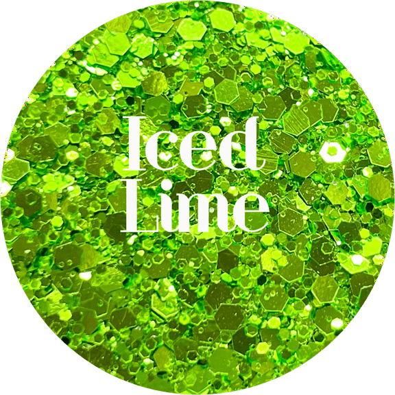 Glitter Heart Co. - High Quality Polyester Glitter - 2 oz Bottle - Iced Lime - Metallic Green Chunky Mix