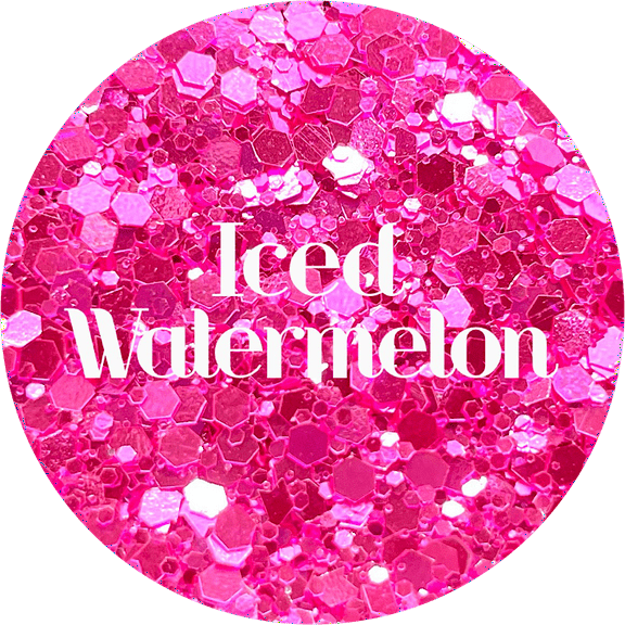 Glitter Heart Co. - High Quality Polyester Glitter - 2 oz Bottle - Iced Watermelon - Metallic Pink Chunky Mix