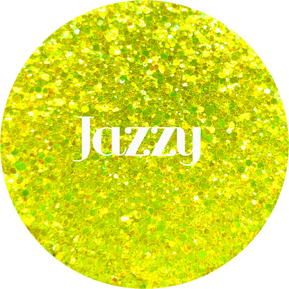 Glitter Heart Co. - High Quality Polyester Glitter - 2 oz Bottle Jazzy - Iridescent Yellow Small Chunky Mix