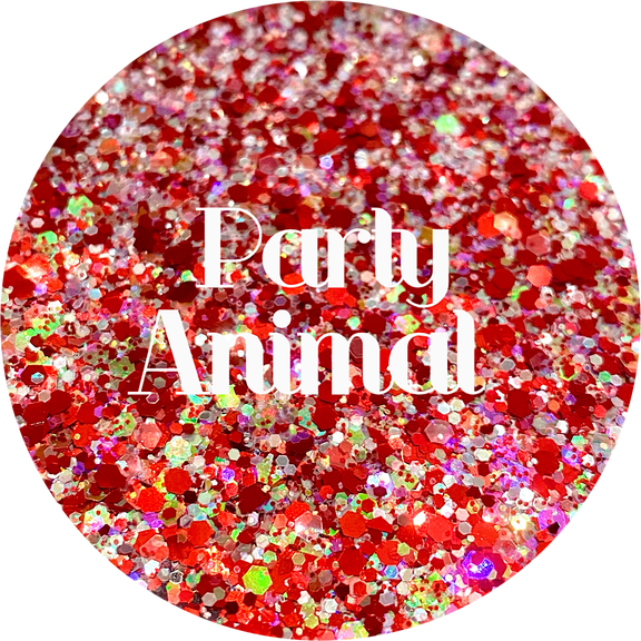 Glitter Heart Co. - High Quality Polyester Glitter - 2 oz Bottle- Party Animal - Red Opal Chunky Mix