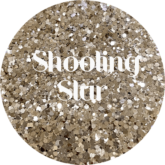 Glitter Heart Co. - High Quality Polyester Glitter - 2 oz Bottle - Shooting Star - Metallic Soft Gold Small Chunky Mix
