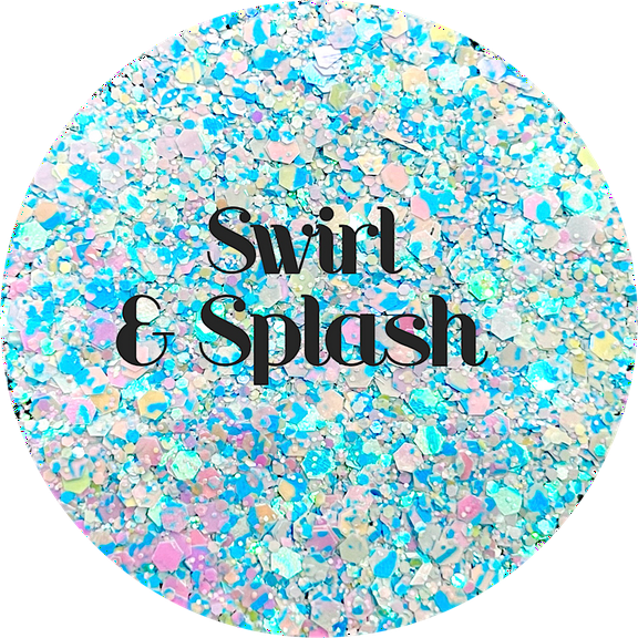 Glitter Heart Co. - High Quality Polyester Glitter - 2 oz Bottle - Swirl & Splash - Blue Tie Dye Chunky Mix