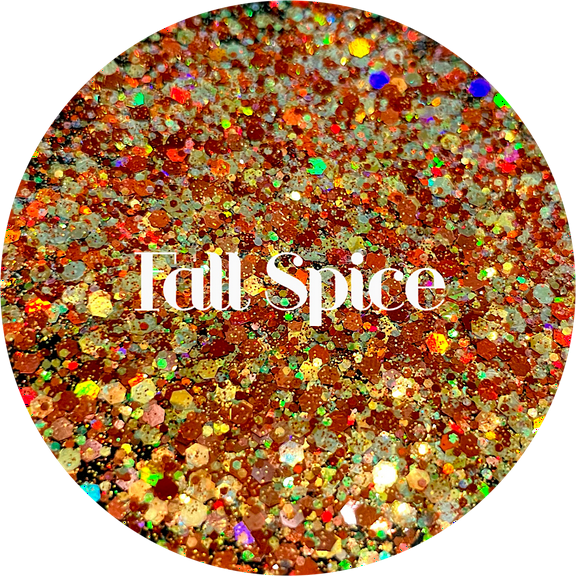 Glitter Heart Co. - High Quality Polyester Glitter - Fall Spice - 1oz Bag - Gold Orange Fall Mix