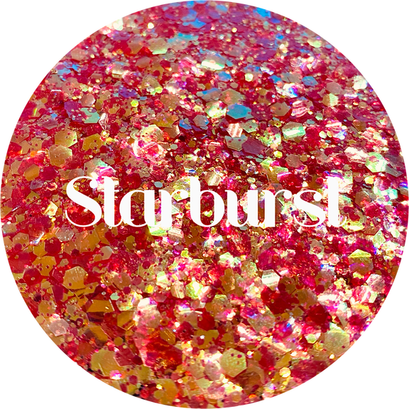 Glitter Heart Co. - High Quality Polyester Glitter - Iridescent Red Orange - Starburst - 1 oz Bag