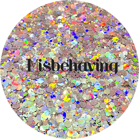 Glitter Heart Co. - High Quality Polyester Glitter - Misbehaving - 2oz Bag - Holographic Silver Chunky Mix