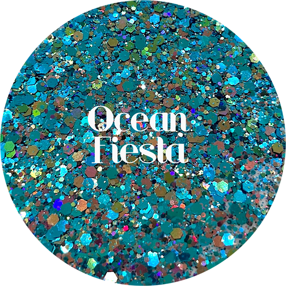 Glitter Heart Co. - High Quality Polyester Glitter - Ocean Fiesta - 1 oz Bag - Teal Chunky Mix
