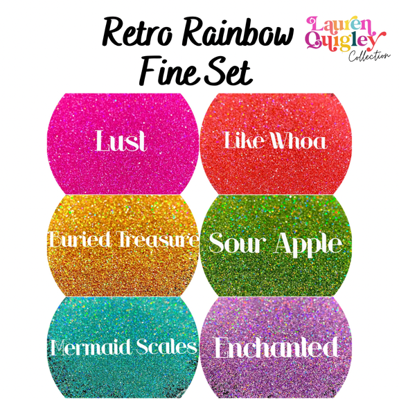 Glitter Heart Co. - High Quality Polyester Glitter - Retro Rainbow Fine Set - Bottles Set