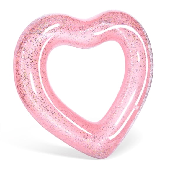 Qoosea Inflatable Pool Floats for Adults, Heart Shaped Swim Ring Swimming Tube Summer Water Fun Beach Pool Party Toys Large Swimming Circle