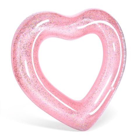 Qoosea Inflatable Pool Floats for Adults, Heart Shaped Swim Ring Swimming Tube Summer Water Fun Beach Pool Party Toys Large Swimming Circle