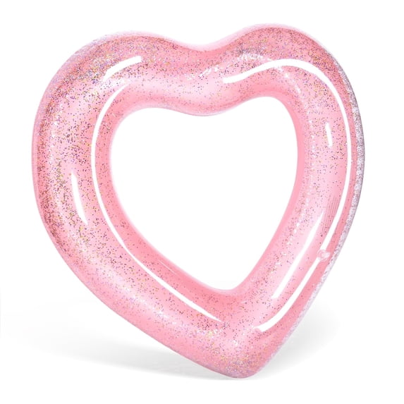 Qoosea Inflatable Pool Floats for Adults, Heart Shaped Swim Ring Swimming Tube Summer Water Fun Beach Pool Party Toys Large Swimming Circle