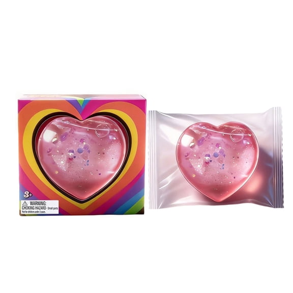 Glitter Heart Shaped Stress Balls, Heart Squeeze Balls Squishies Fidget Toys for Valentines Party Favor Classroom Valentines Card Prizes Gifts (Pink)