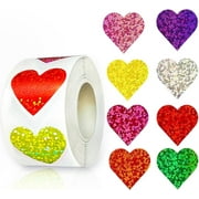 Glitter Heart Stickers, Yayun Colorful Shiny Heart Stickers for Kids Reward, 500Pcs 1 inch Shiny Love Stickers for School Classroom Supplies, Wedding, Birthday Party Decoration (8Colors)