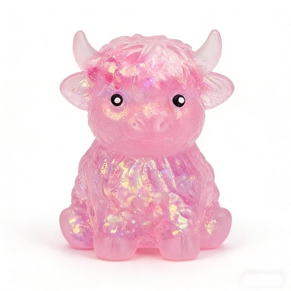 Glitter Highland Cow Squishies Fidget,3.15 Inch Soft Slow Rising Stress Ball, Cute Slow Rising Fidget,Handheld Stress Ball,Cute Highland Cow Decor,Sensory Stress Relief for Adults,Cow Lovers