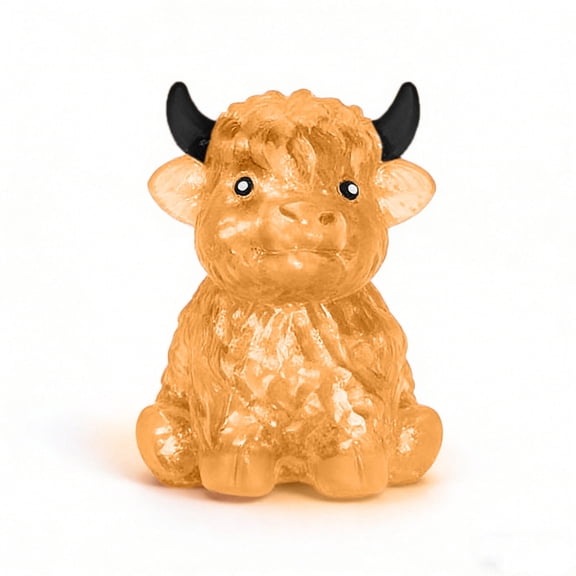 Glitter Highland Cow Squishies Squeeze Animal, Cattle Soft Silicone Pinch Pressure Reducing, Sensory Fidget Stress, Gift for Adults, Cow Lovers