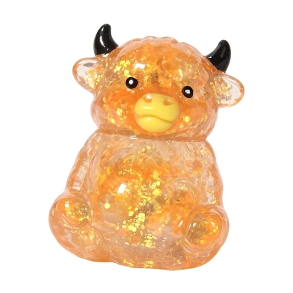 Glitter Highland Cow Squishy Toys, Ultra Soft Stress Relief Squishy Decompression Toys, Squeeze Fidget Toys Desk Decor,for Stress and Anxiety Relaxing, Birthday Gift