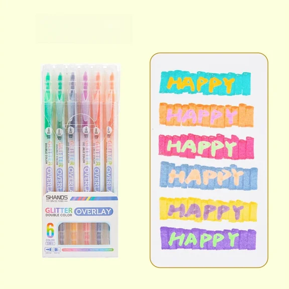 Glitter Highlighters, Chisel & Fine Double Color, Sparkle Highlighters, Color Layering, Highlighter Marker Pens