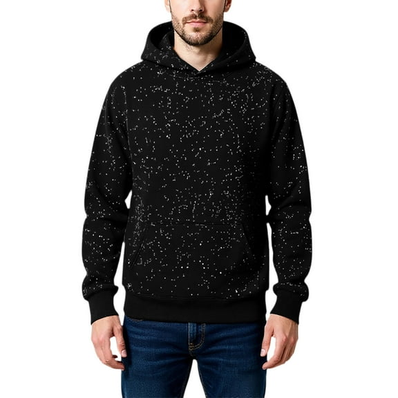 Glitter Hoodies For Men Trendy Sparkling Casual Long Sleeve Sweatshirt Long Sleeve Pullover Tops With Pockets