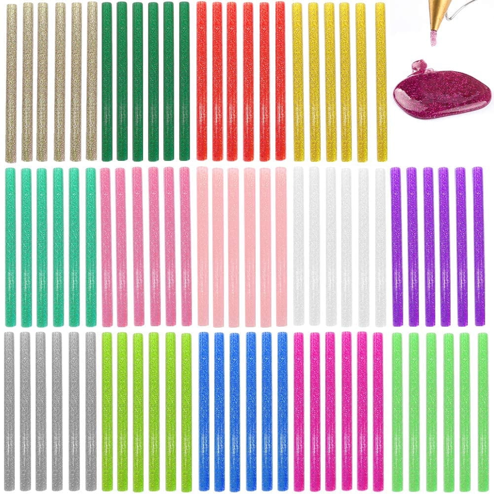 Glitter Hot Glue Sticks for Gun 14 Colors 84 Pack Bulk Colored Stick Mini 7mm 100mm DIY Art Craft Repair