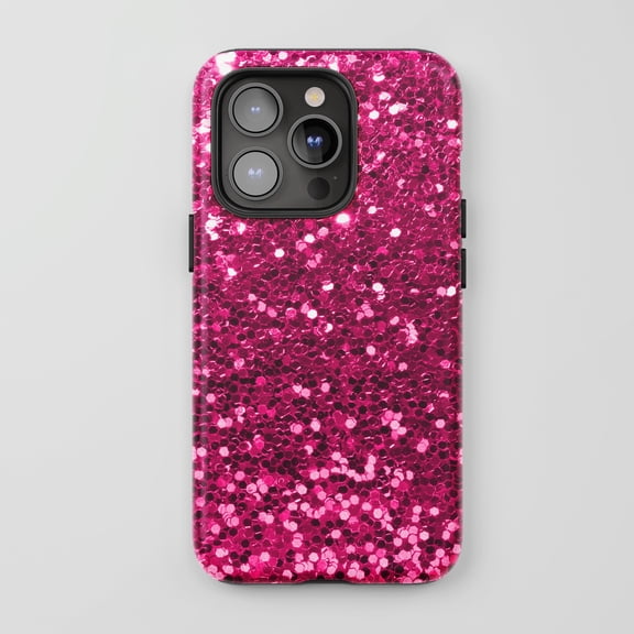 Glitter Hot Pink For All iPhone Series Tough Phone Case Sparkly Glam